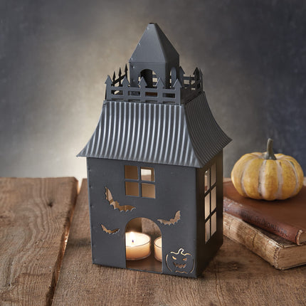 CTW Home Collection Metal Dracula's Tower Halloween Luminary, 10-inch Height, Holiday Season Decoration