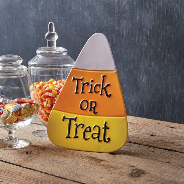 CTW Home Collection Metal Candy Corn A-Frame Tabletop Decorative Sign, 10-inch Height, Holiday Season Decoration