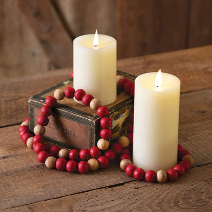 Colonial Tin Works Decorative Wood Beads, 66-inch Width, Red