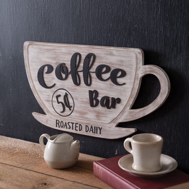 CTW Home Collection Coffee Bar Wall Sign, 12-inch Height, Medium Density Fiberboard, Home, Home Décor