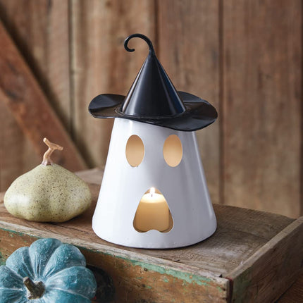CTW Home Collection Metal Ghost Halloween Luminary, 11-inch Height, Holiday Season Decoration