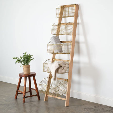Colonial Tin Works Leaning Ladder Wall Storage, 66-inch Height