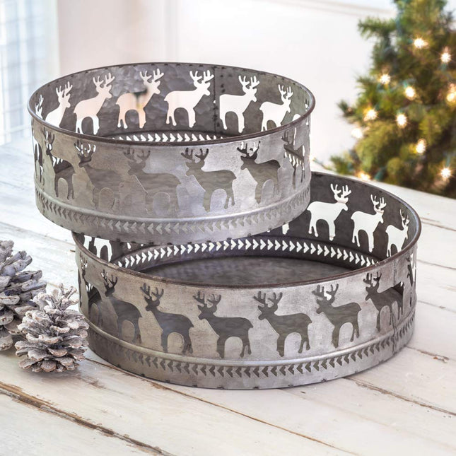 CTW Home Collection Reindeer Round Bins, Set of Two