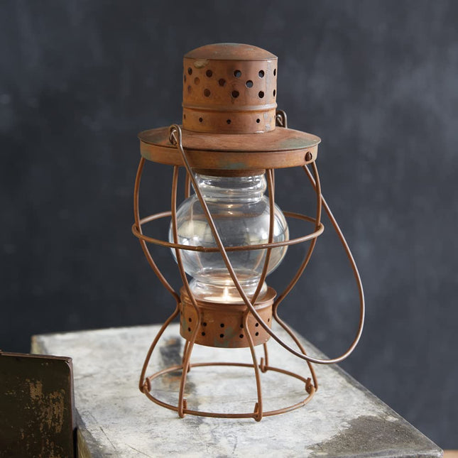 CTW Home Collection Ridge Mountain Railroad Lantern, 6-inch Diameter, Metal, Blue, Home, Home Décor