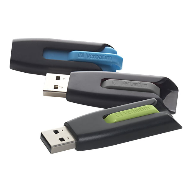 Verbatim 16GB Store 'n' Go V3 USB 3.0 Flash Drive - 3pk - Blue, Green, Gray