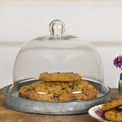 Industrial Glass Steel Medium Desert Cloche Dessert Cake Cover Display with Base