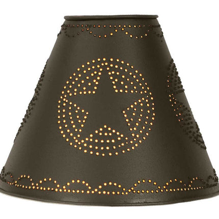 4  x 10  x 8  Punched Tin Star Lamp Shade in Rustic Brown