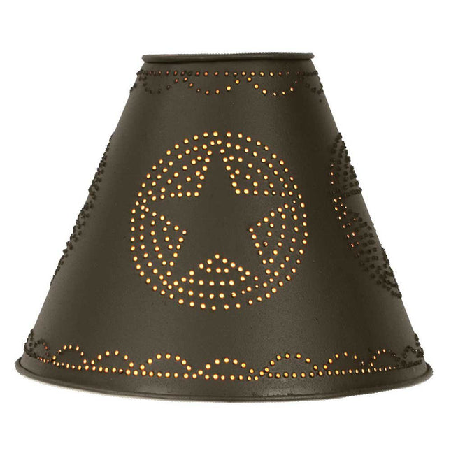 4  x 10  x 8  Punched Tin Star Lamp Shade in Rustic Brown