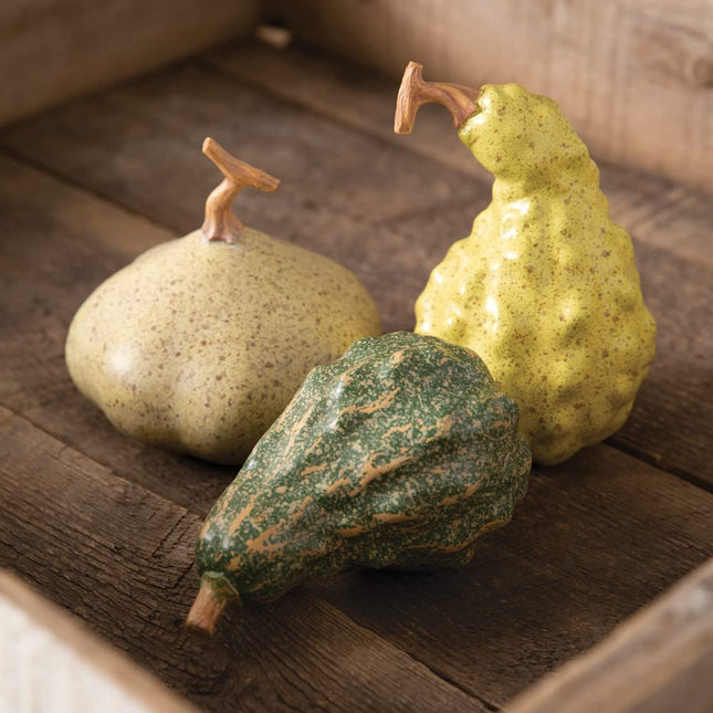 CTW Home Collection Resin Autumn Gourds Artificial Fruits, Set of 3, Holiday Season Decoration