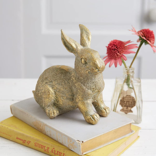 CTW Home Collection 790154 Rabbit Statue, 6.5-inch Height, Resin, Gold