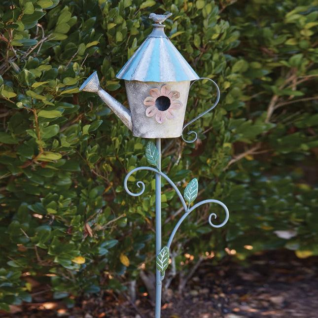 CTW Home Collection Watering Can Birdhouse Garden Stake, 56-inch Height