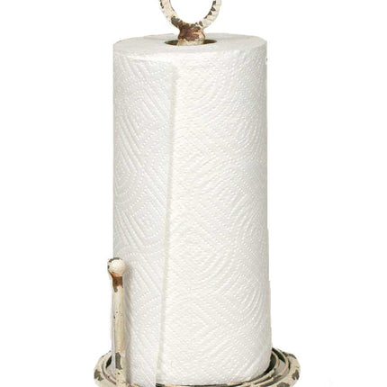 Colonial Tin Works Paper Towel Holder Kitchen Supplies, 15  tall and 7  diameter, vintage white