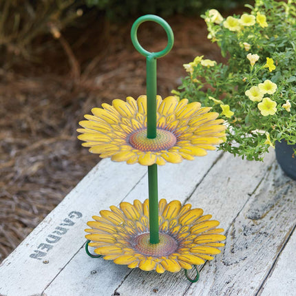 CTW Home Collection CTW 770477 Sunflower Two-Tier Tray, 15.75-inch Height 8½inch dia. x 15¾inchH