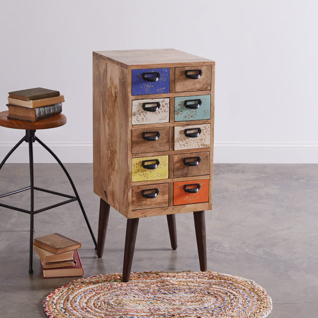 Colonial Tin Works Chest of Drawers, 36.50-inch Height, Reclaimed Wood, Multi-Colored