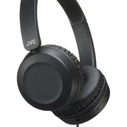 JVC Lightweight On Ear Headphones with Powerful Sound, Integrated Remote & Mic for Smartphones - HAS31MB (Black), Medium