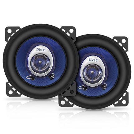 Pyle 4  Car Sound Speaker (Pair) - Upgraded Blue Poly Injection Cone 2-Way 180 Watt Peak w/ Non-fatiguing Butyl Rubber Surround 110 - 20Khz Frequency Response 4 Ohm & 3/4  ASV Voice Coil - PL42BL