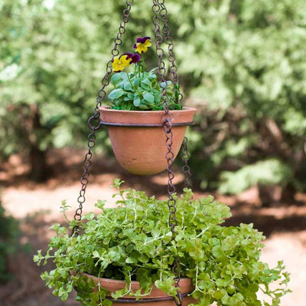 Two Tier Hanging Terra Cotta Pots