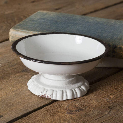 CTW Home Collection Black Trim Pedestal Dish,White/Black