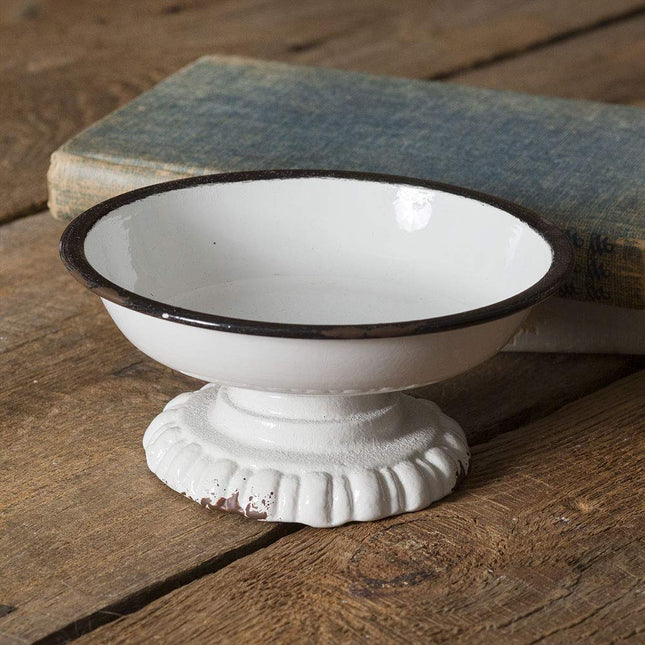 CTW Home Collection Black Trim Pedestal Dish,White/Black