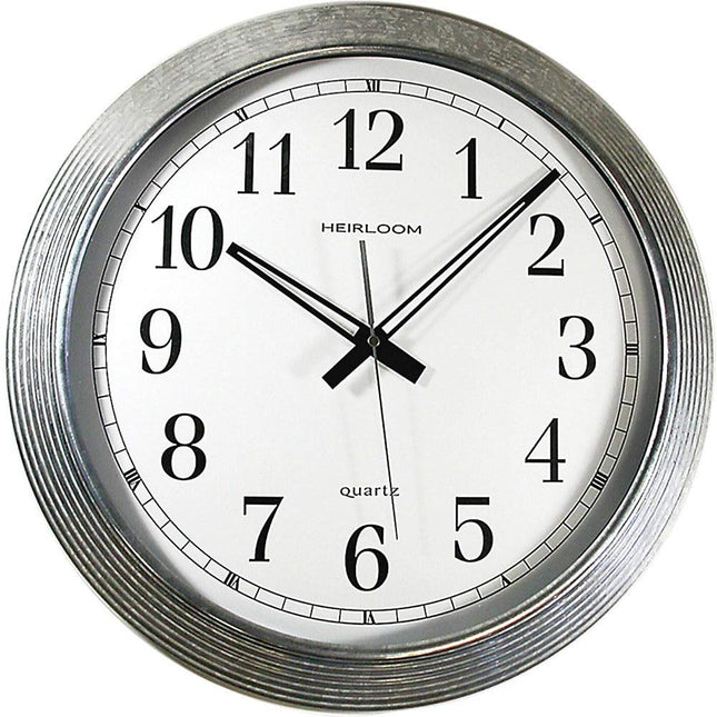 Timekeeper 16  Galvanized Metal Round Wall Clock, No Size, Silver, White