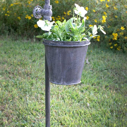 Faucet Garden Stake with Planter from Colonial Tin Works