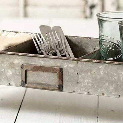 Colonial Tin Works Galvanized Steel Industrial Divided Tray with Stand,grey