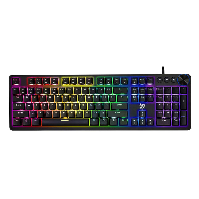Blackmore Nocturna Wired Mechanical Gaming Keyboard - RGB Backlighting - Blue Clicky Mechanical Switches - Dedicated Media Keys & Dial - Aluminum Construction