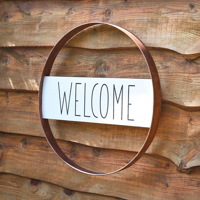 CTW Home Collection Welcome Rustic Metal Sign, 24-inch Diameter