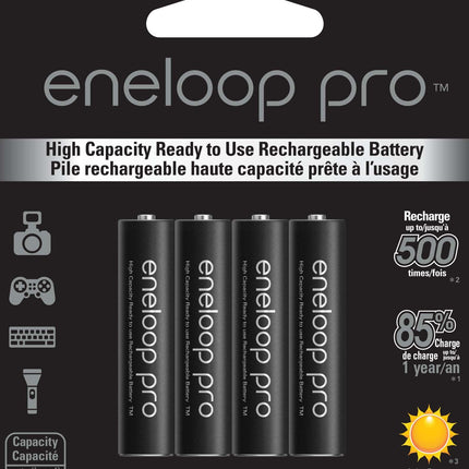 Panasonic BK-4HCCA8BA eneloop pro AAA High Capacity Ni-MH Pre-Charged Rechargeable Batteries, 8-Battery Pack
