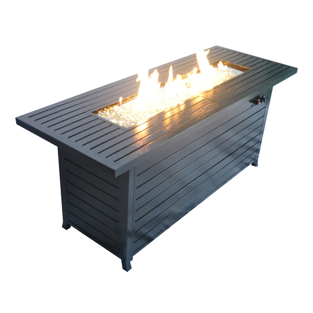 Legacy Heating 56-Inch Outdoor Propane Gas Aluminum Fire Pit Table w/Lava Glass, Hammered Black