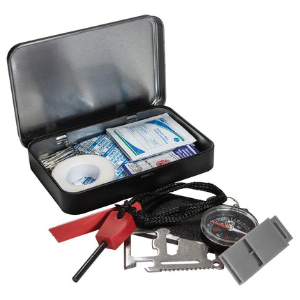 Life Gear 41-3803 First Aid and Survival Essentials Tin, Black