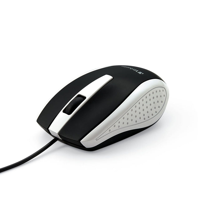 Verbatim Wired USB Computer Mouse - Corded USB Mouse for Laptops and PCs - Right or Left Hand Use, White 99740, 1.4  x 2.4  x 3.9