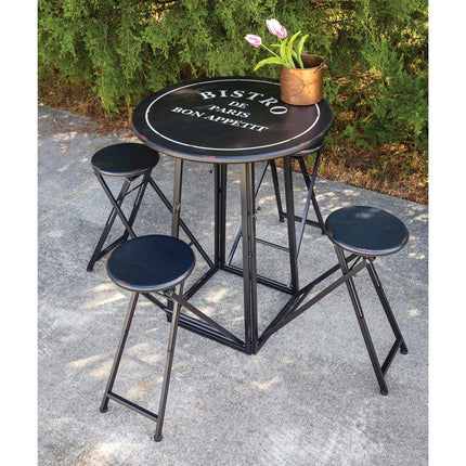 Amazing Home Store Bistro Folding Metal Table with Four Stools