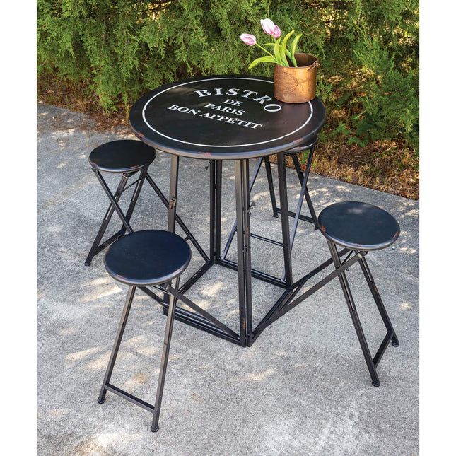 Amazing Home Store Bistro Folding Metal Table with Four Stools