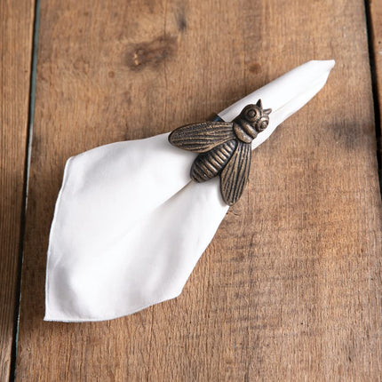 CTW Home Collection Honeybee Napkin Rings, 3-inch Height, Set of 4, Brass Tones, Kitchen, Kitchen Accessories