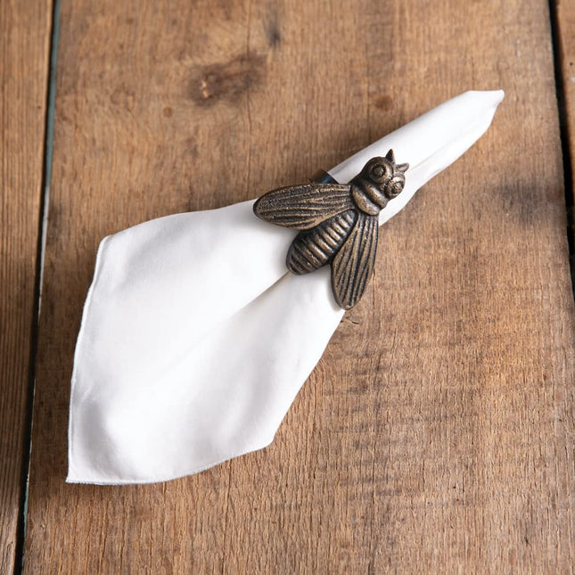 CTW Home Collection Honeybee Napkin Rings, 3-inch Height, Set of 4, Brass Tones, Kitchen, Kitchen Accessories