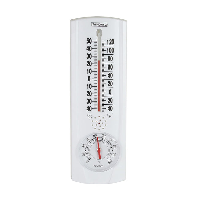 Springfield Vertical Thermometer and Hygrometer, Indoor Outdoor Thermometer, Wireless Humidity Meter for Patio, Garden, or Nursery areas (9.125-Inch)