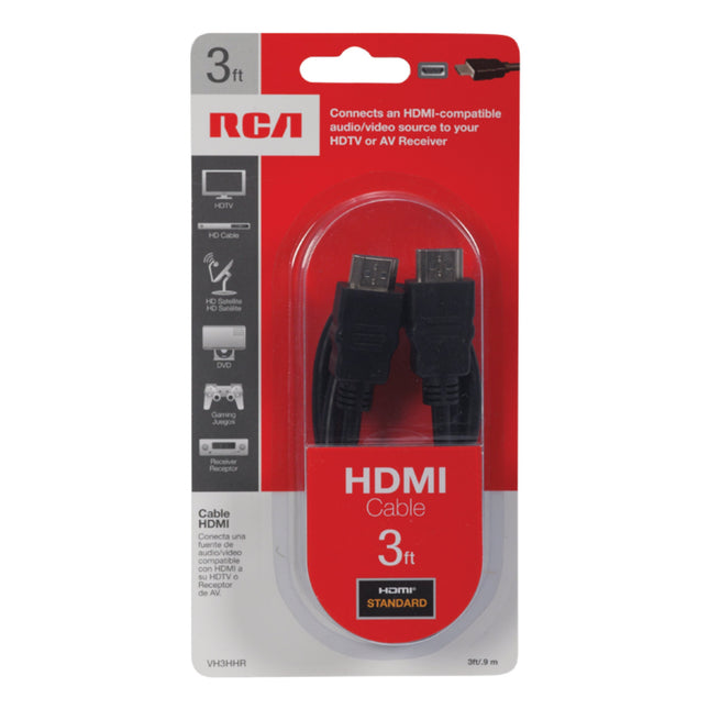 AUDIOVOX VH3HHR RA50457 RCA Standard Hdmi Cable44 3ft, 3 Feet, Black