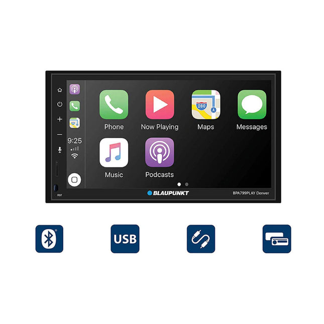 Blaupunkt Compatible with Apple CarPlay and Android Auto Car Stereo Denver BPA799PLAY Receiver with 6.8 Touch Screen Display AM/FM/BT/USB/AUX