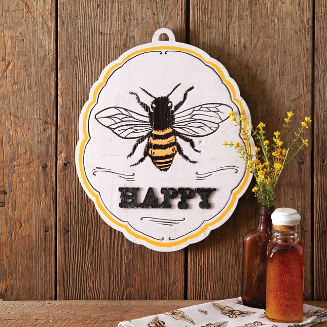Colonial Tin Works 440214 Bee Happy Wall Plaque, 15.75-inch Height