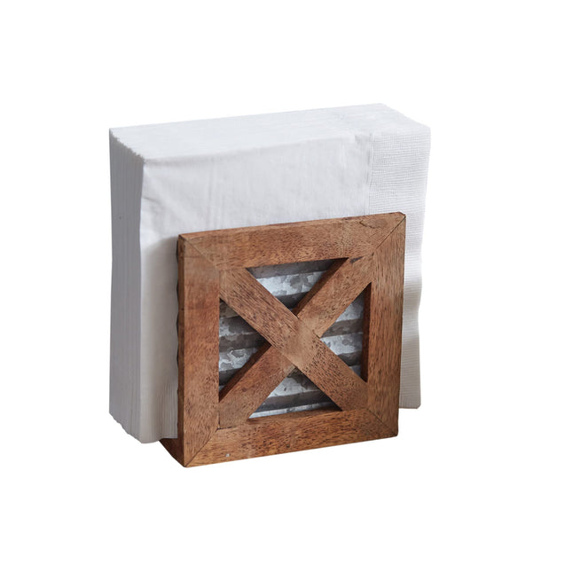 CTW Home Collection Barn Door Napkin Holder, 5-inch Height, Wood, Kitchen Accessories, Table Accent