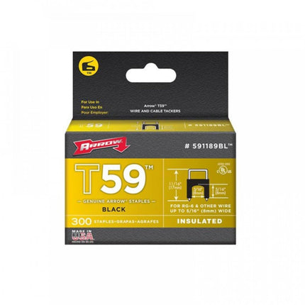 Arrow Black Fastener 591189BL 5/16-Inch T59 Insulated Staples, 300-Pack, 5/16
