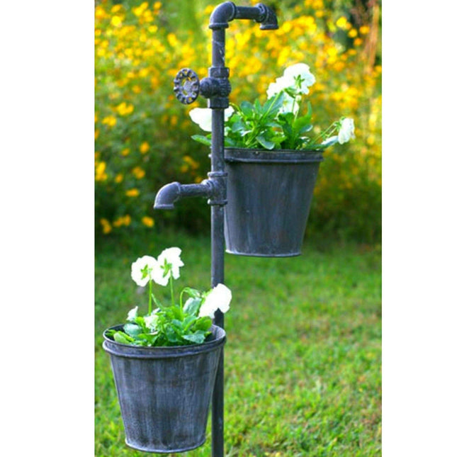 Faucet Garden Stake with Two Planters from Colonial Tin Works (1)