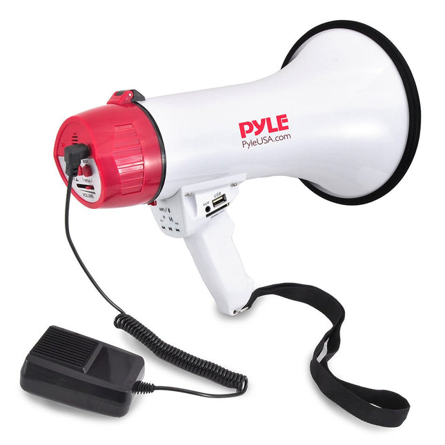 Pyle Bluetooth Portable Megaphone Speaker - Bullhorn with Wired Microphone, Siren Alarm, MP3/USB/SD Readers - Perfect for Cheer, Football, Kids, Outdoor Activities