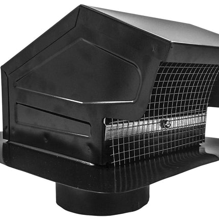 Builder's Best 084635 Galvanized Steel Roof Vent Cap with Damper & Removable Screen, 4" Diameter Collar, Black (Discontinued)