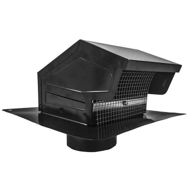 Builder's Best 084635 Galvanized Steel Roof Vent Cap with Damper & Removable Screen, 4" Diameter Collar, Black (Discontinued)