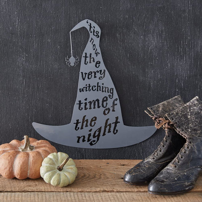 CTW Home Collection Metal Witching Hat Wall Hanging Decorative Sign, 14.75-inch, Holiday Season Decoration