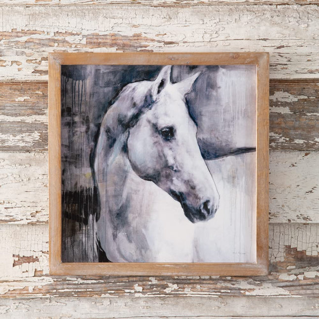 Colonial Tin Works 440218 White Stallion Wall Art, 14-inch Square