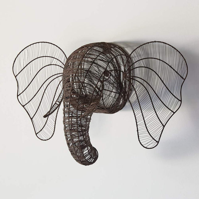 Colonial Tin Works Wire Metal Elephant Head Wall Sculpture, 27''W x 14''D x 17''H