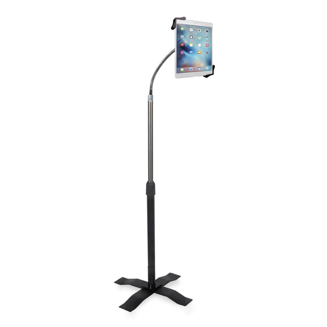 Gooseneck Floor Stand - CTA Height-Adjustable Gooseneck Floor Stand with 360-Degree Rotation for iPad 10th Gen 10.9  - iPad 7/8/9 Gen 10.2” - iPad Air 4 & 7-13” Tablets - Black (PAD-AFS)